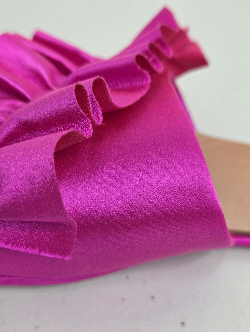 Loeffler Randall Rey Satin Ruffle Slides Fuchsia Hot Pink - Picture 11 of 13